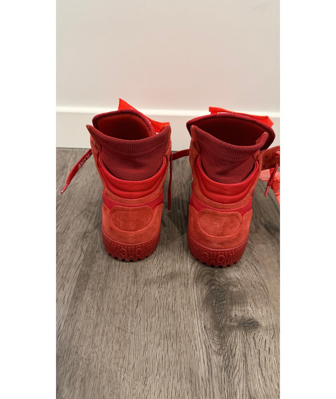 OFF-WHITE Красные замшевые высокие кроссовки / кеды, фото 4