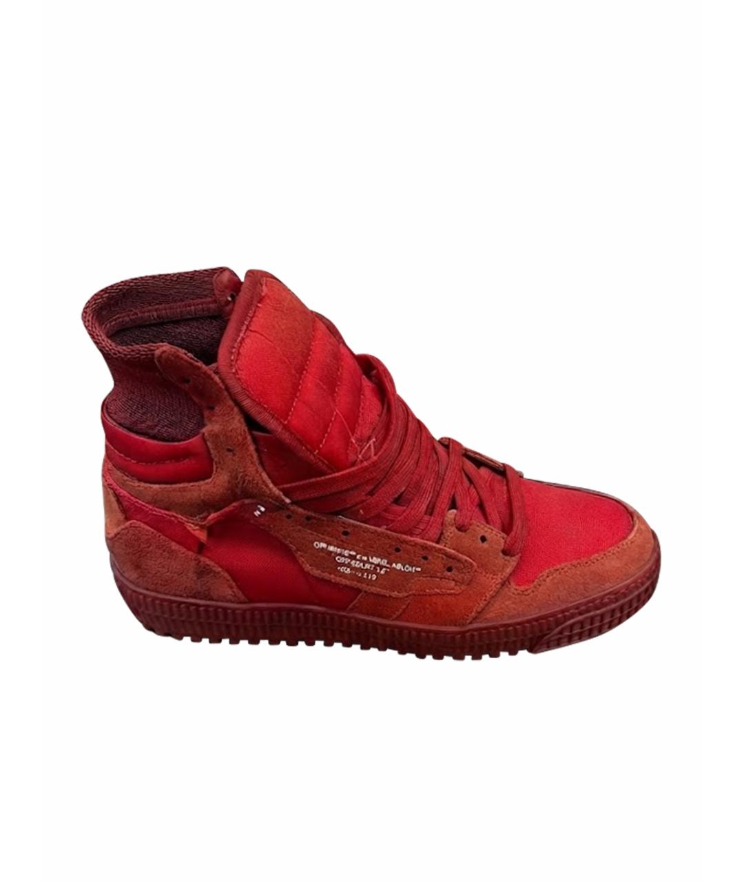 OFF-WHITE Красные замшевые высокие кроссовки / кеды, фото 1