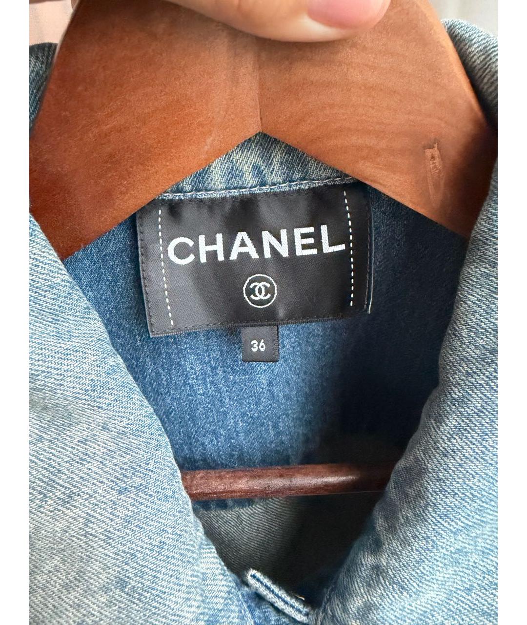 CHANEL Голубой деним жилет, фото 3