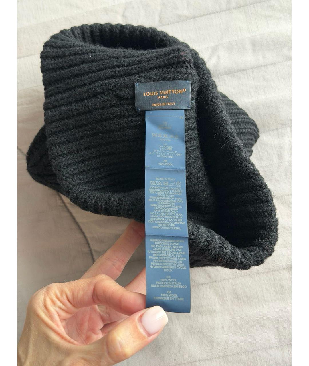 LOUIS VUITTON Черная шерстяная шапка, фото 3