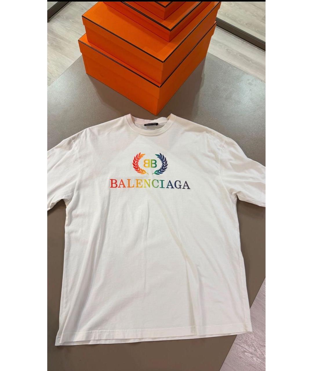 BALENCIAGA Белая хлопковая футболка, фото 5