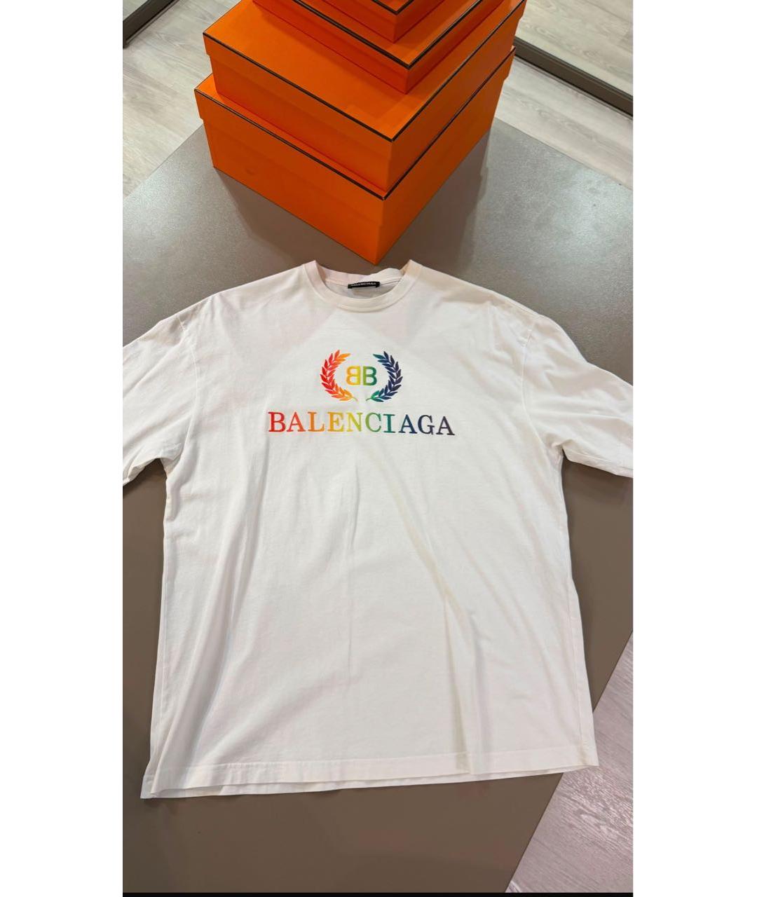 BALENCIAGA Белая хлопковая футболка, фото 9