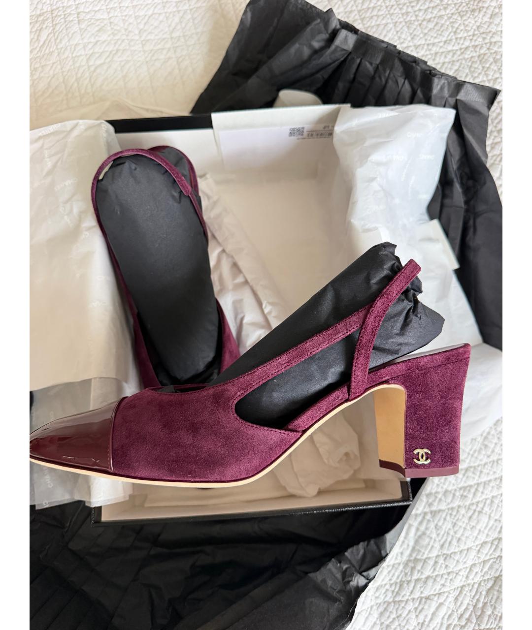 CHANEL Бордовые замшевые туфли, фото 8