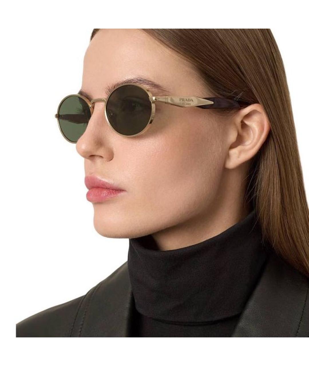 PRADA Зеленые металлические солнцезащитные очки, фото 2