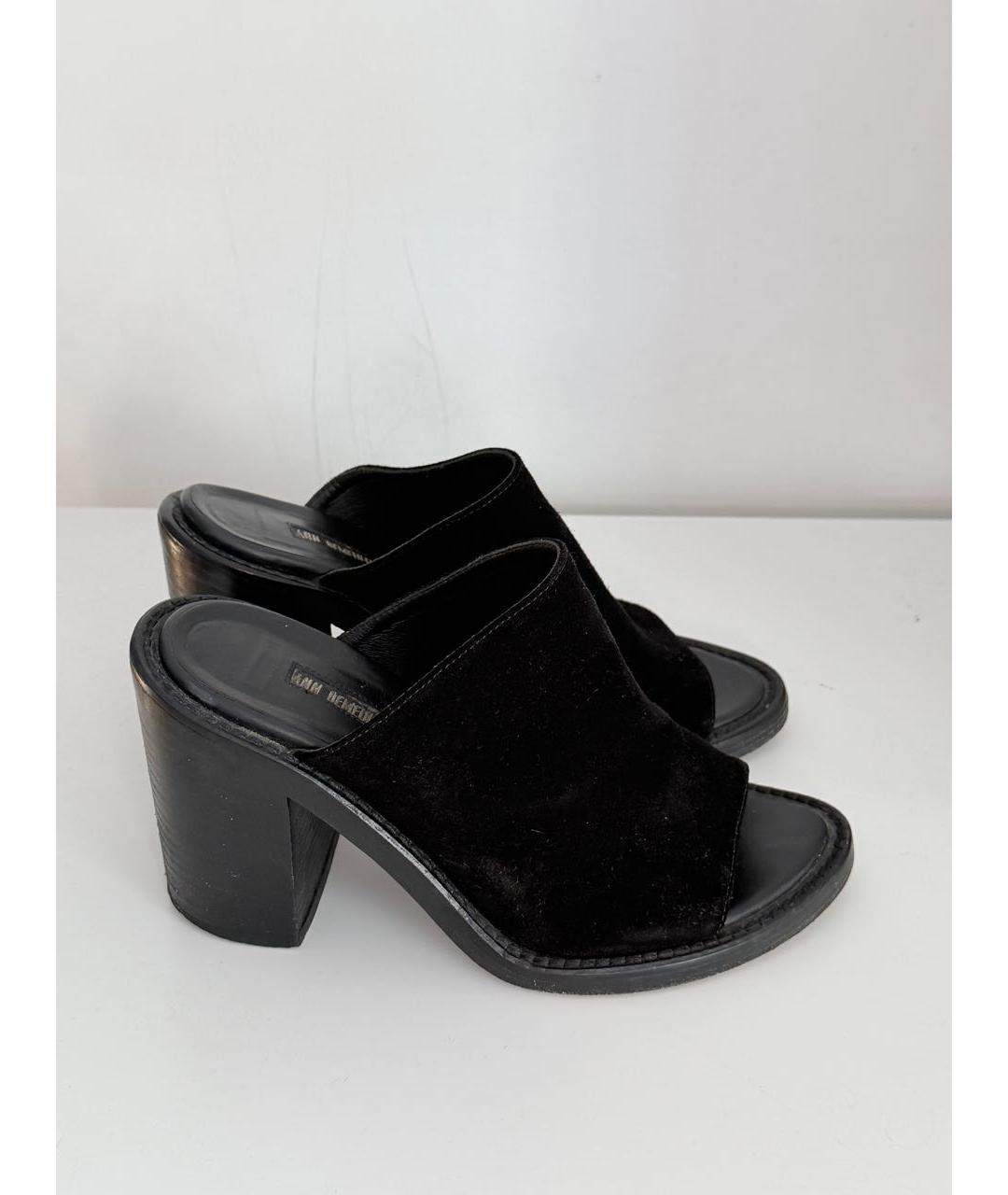 ANN DEMEULEMEESTER Черные замшевые мюли, фото 7