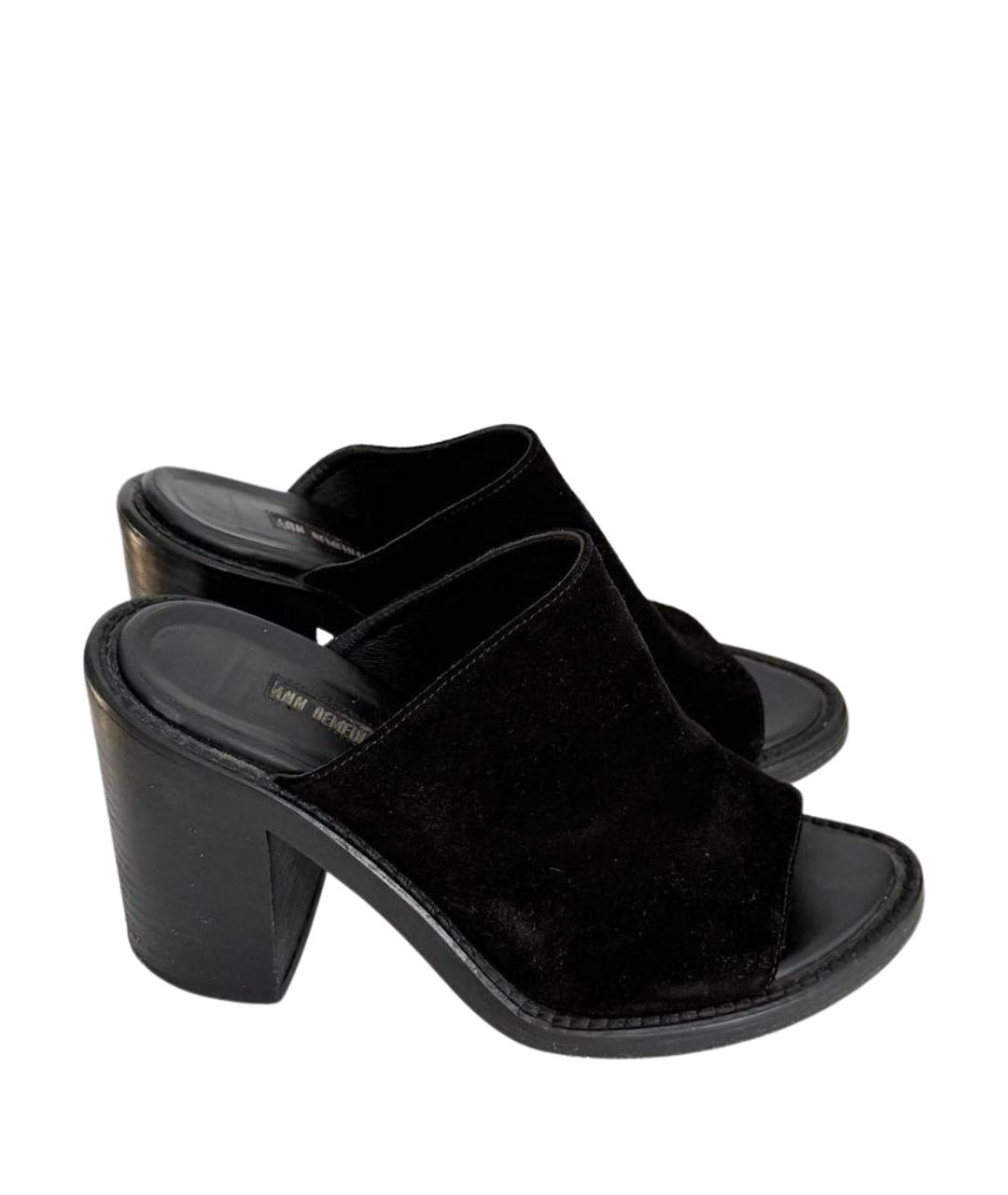 ANN DEMEULEMEESTER Черные замшевые мюли, фото 1