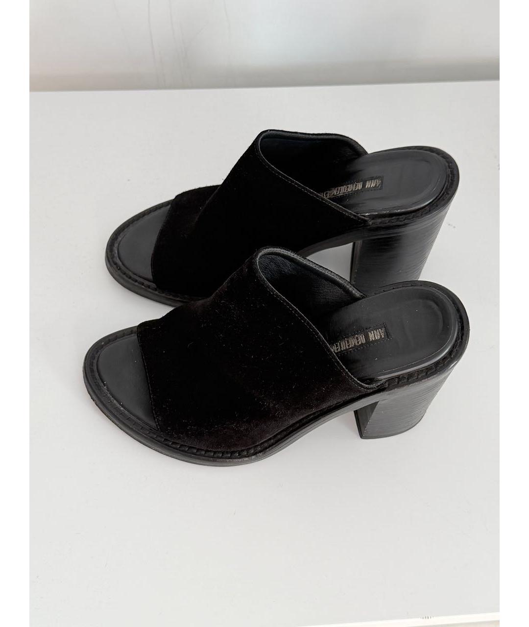 ANN DEMEULEMEESTER Черные замшевые мюли, фото 4