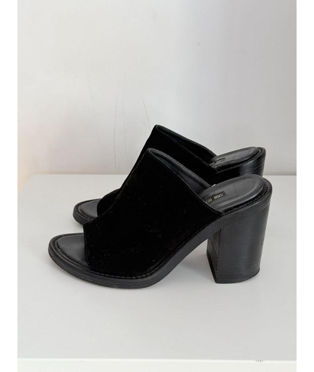 ANN DEMEULEMEESTER Черные замшевые мюли, фото 5