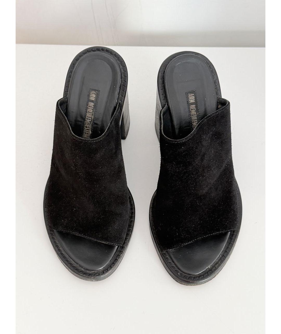 ANN DEMEULEMEESTER Черные замшевые мюли, фото 2