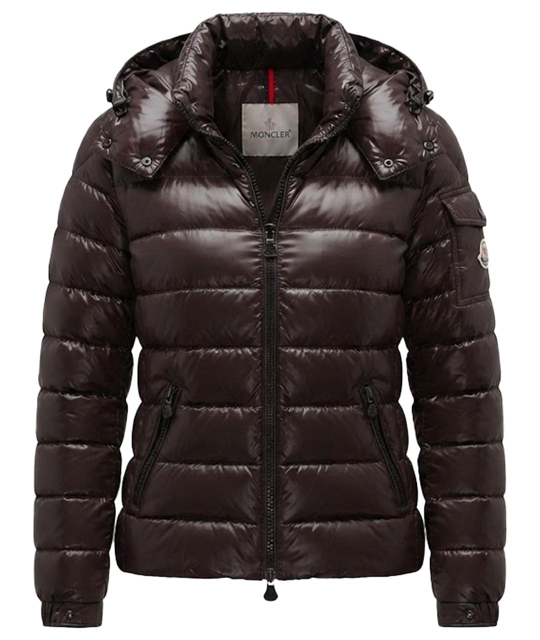MONCLER Коричневый полиамидовый пуховик, фото 1
