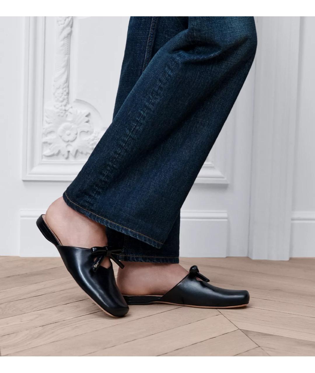 CHRISTIAN DIOR Черные кожаные мюли, фото 4