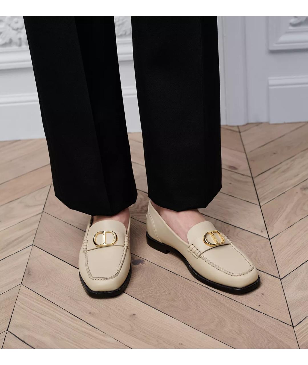 CHRISTIAN DIOR Бежевые кожаные лоферы, фото 5