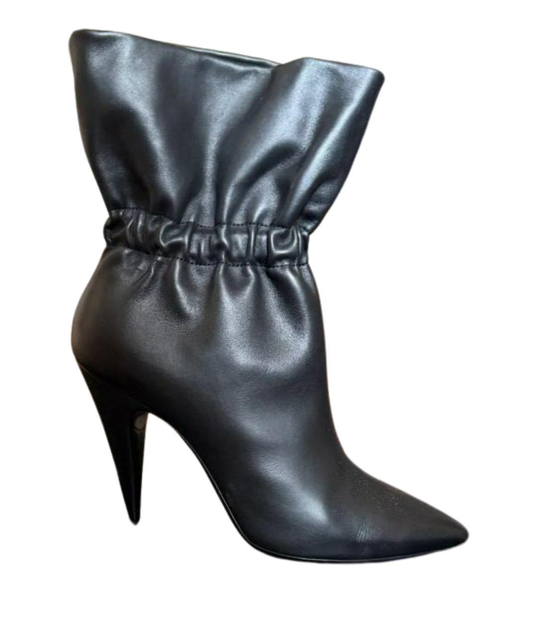 SAINT LAURENT Черные кожаные ботильоны, фото 1