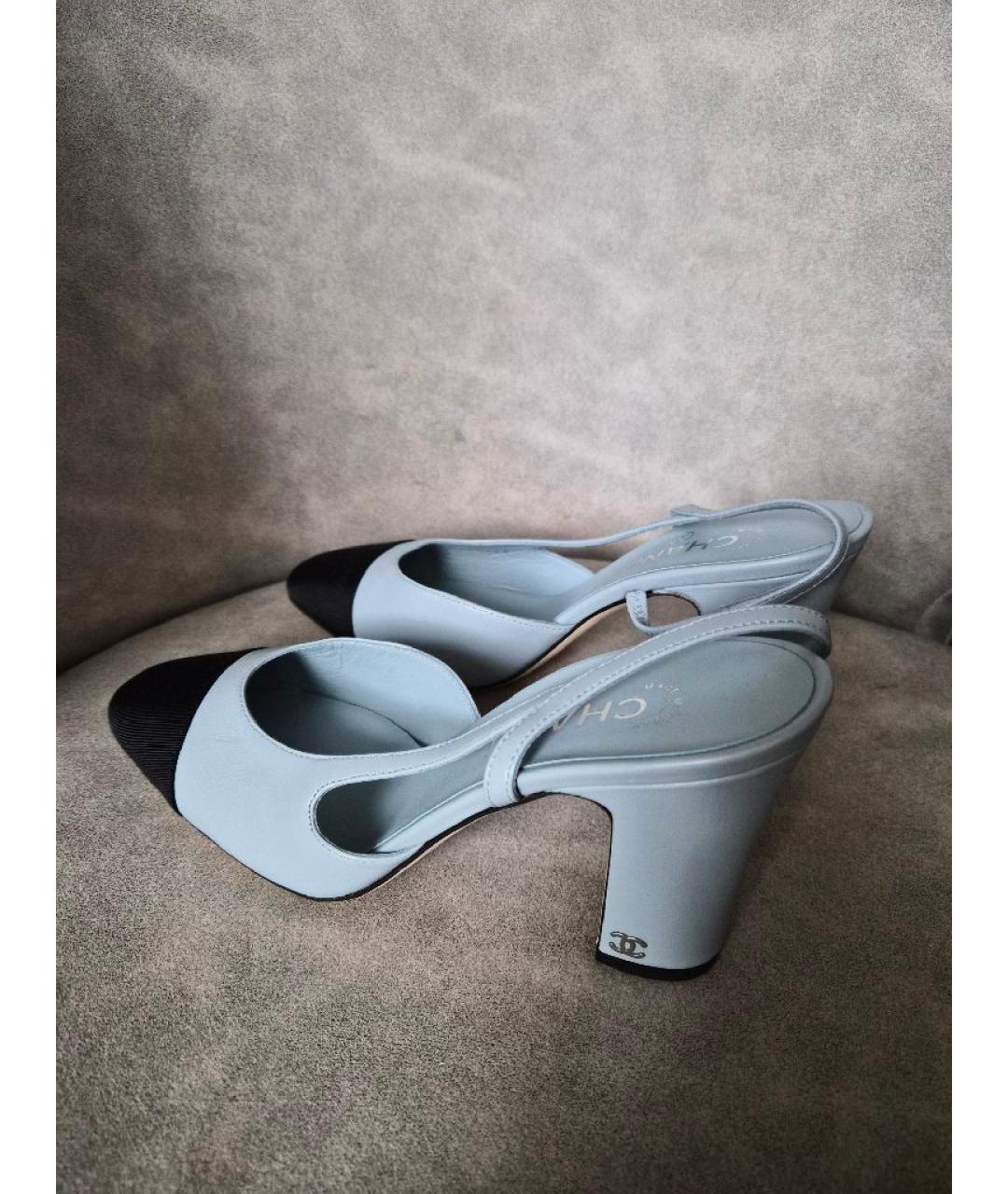 CHANEL Голубые кожаные туфли, фото 5