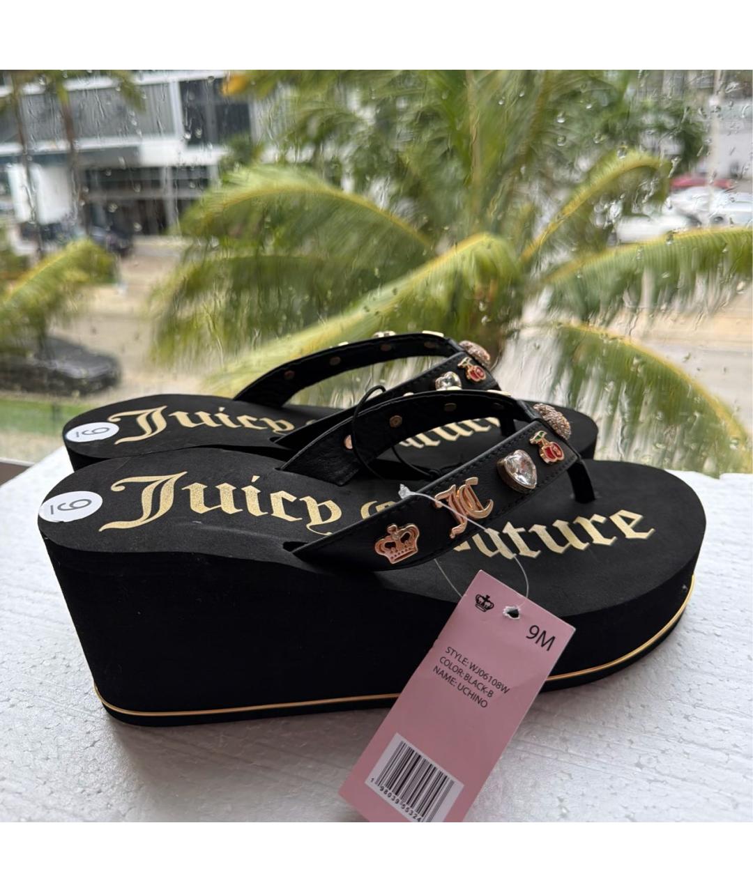 JUICY COUTURE Черные шлепанцы, фото 7