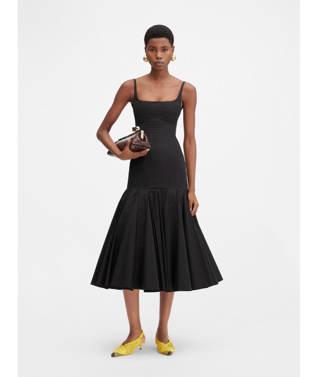 JACQUEMUS Черное хлопковое коктейльное платье, фото 6