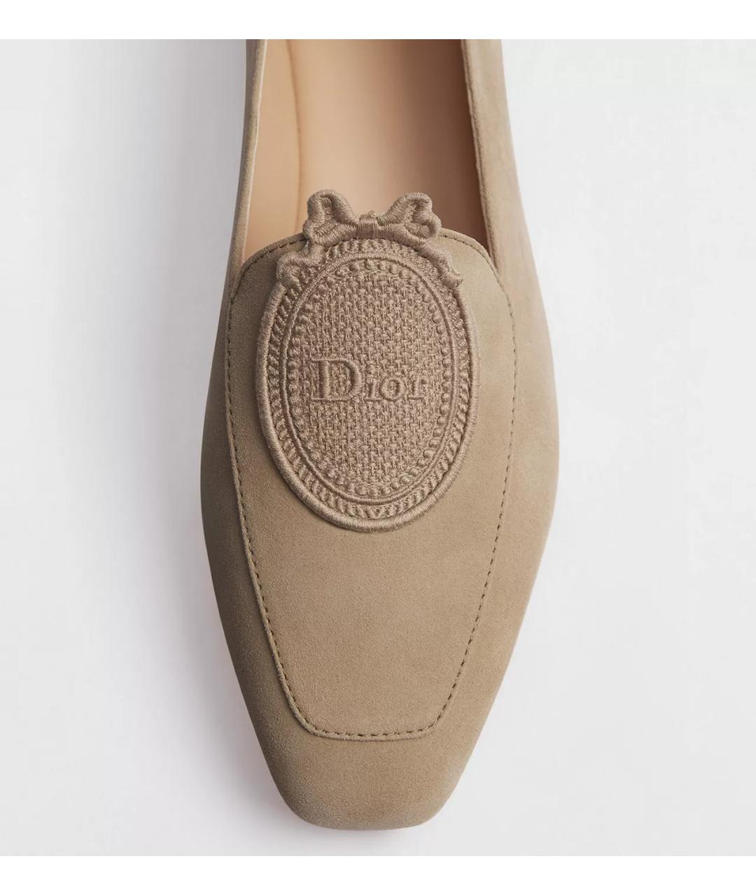 CHRISTIAN DIOR Бежевые замшевые лоферы, фото 4