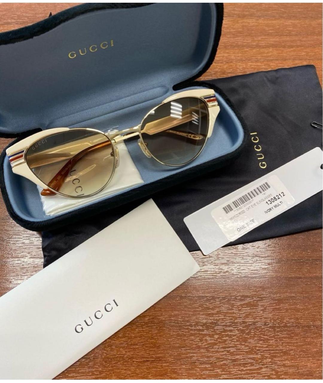 GUCCI Белые пластиковые солнцезащитные очки, фото 4