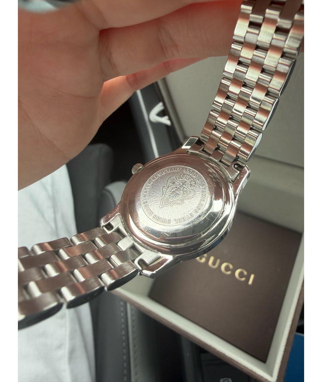 GUCCI Серебряные металлические часы, фото 4