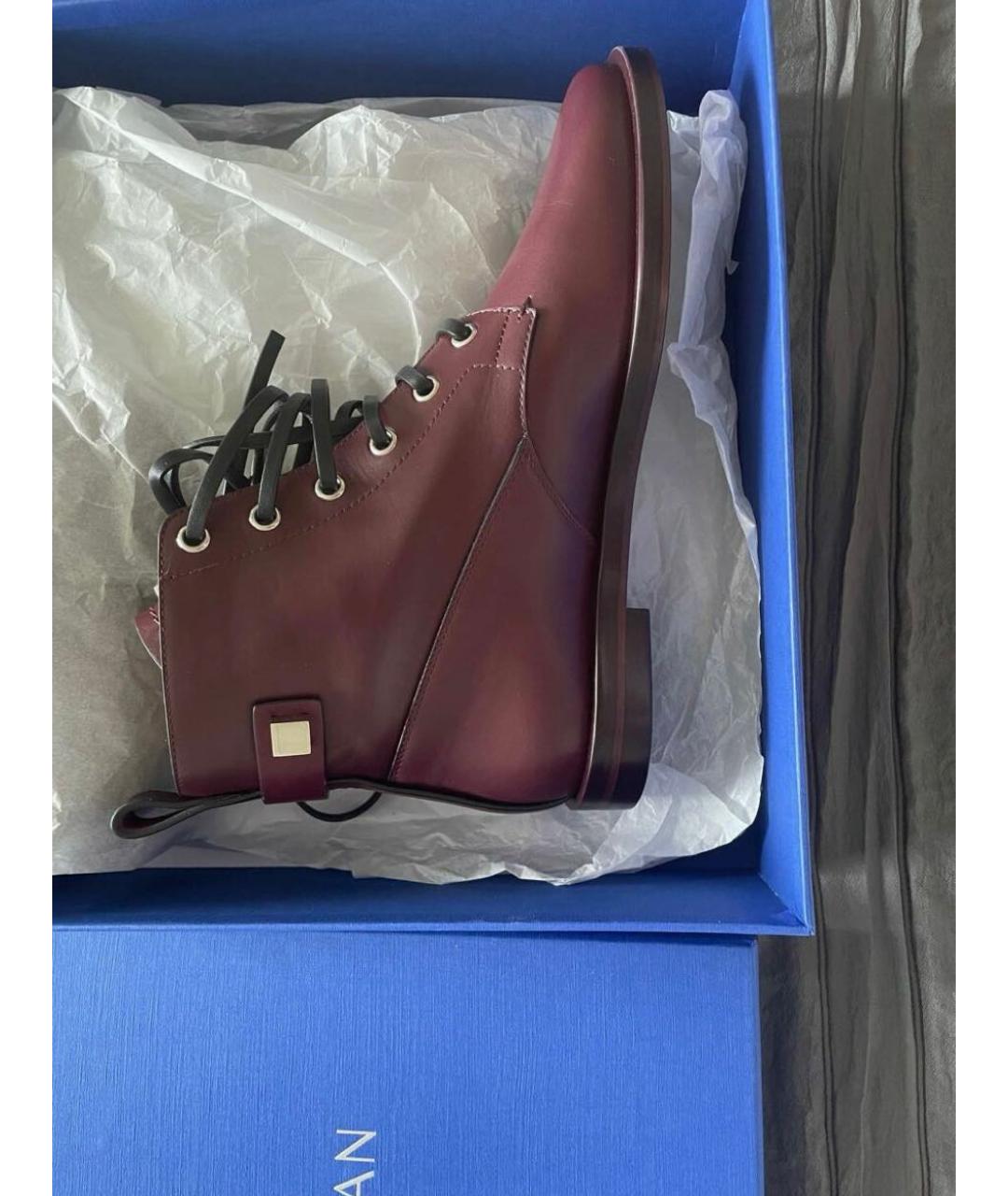 STUART WEITZMAN Бордовые кожаные ботинки, фото 3