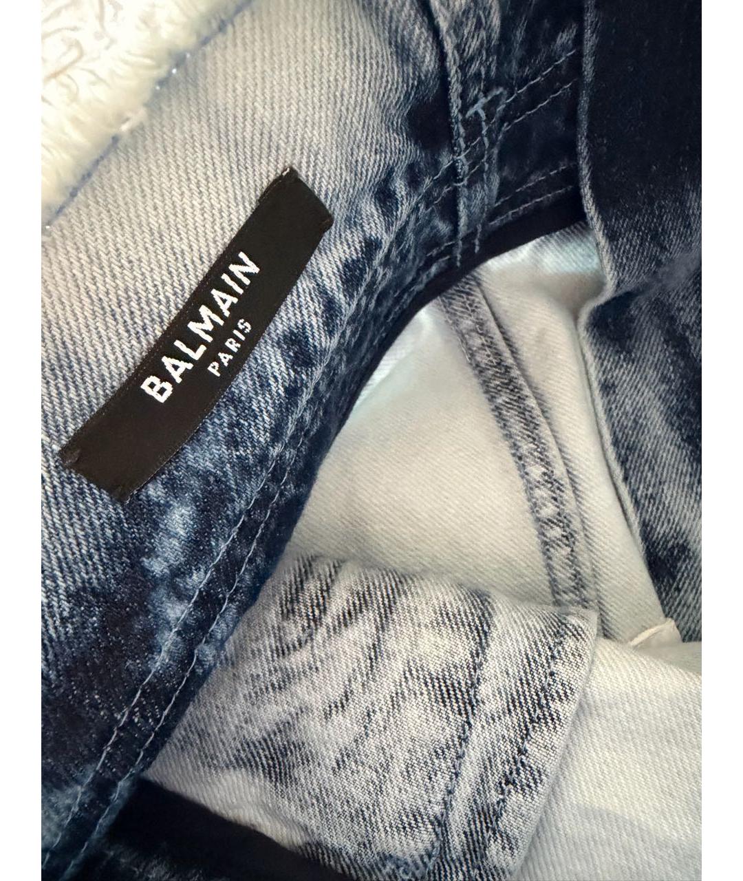 BALMAIN Голубая вискозная юбка мини, фото 3
