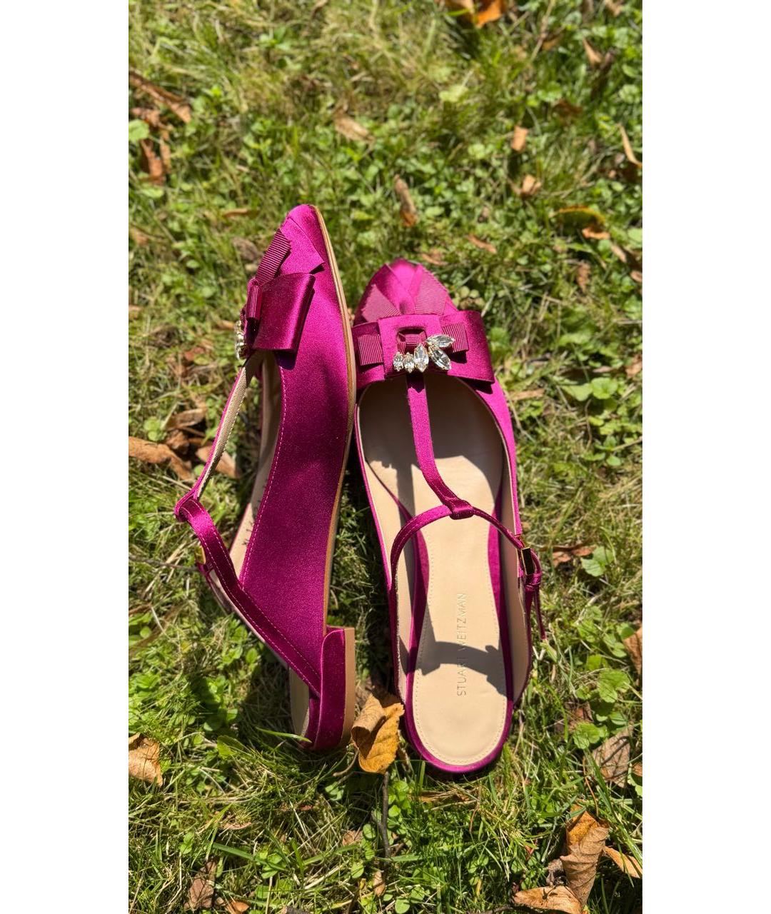 STUART WEITZMAN Фуксия текстильные мюли, фото 9