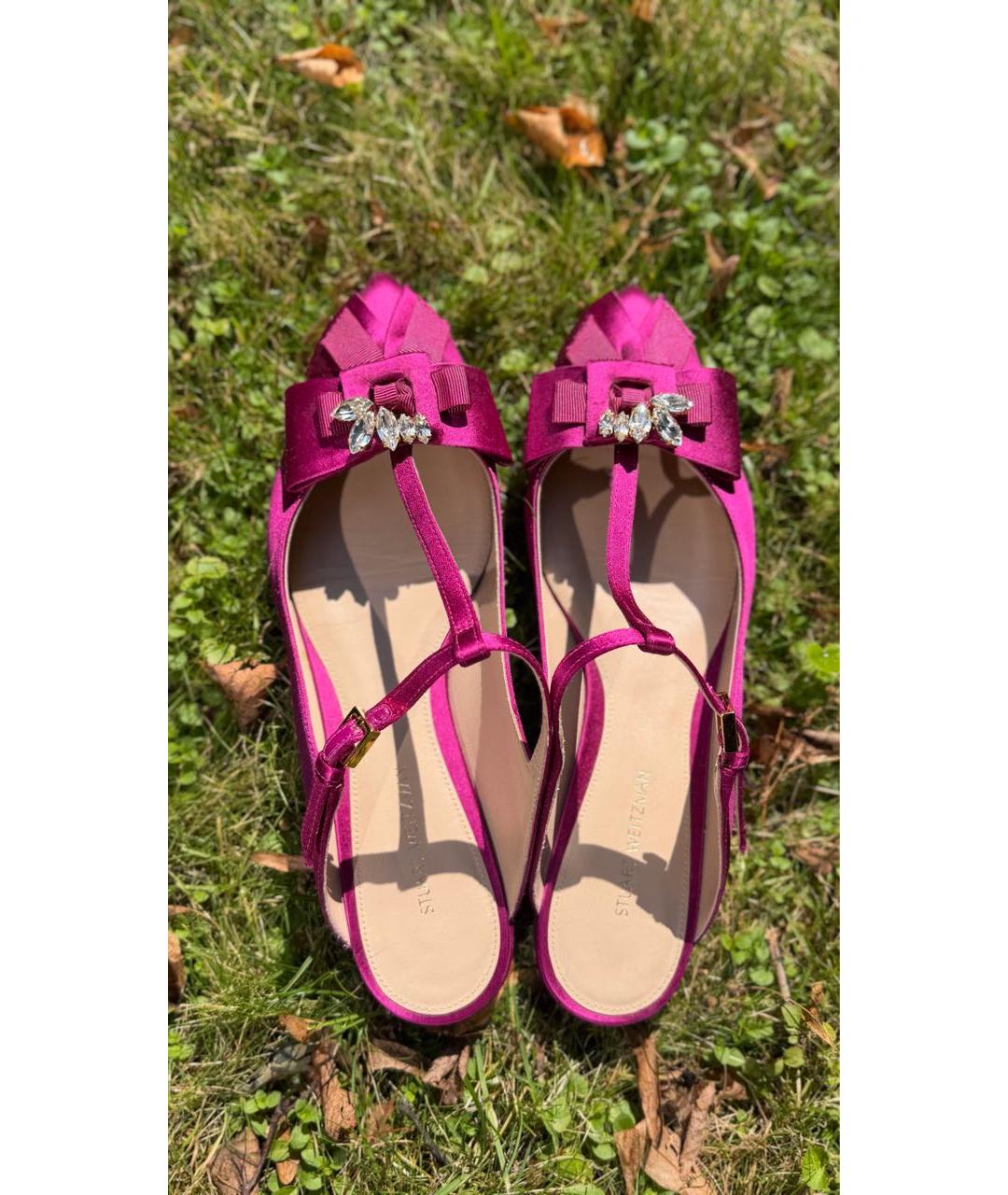 STUART WEITZMAN Фуксия текстильные мюли, фото 4