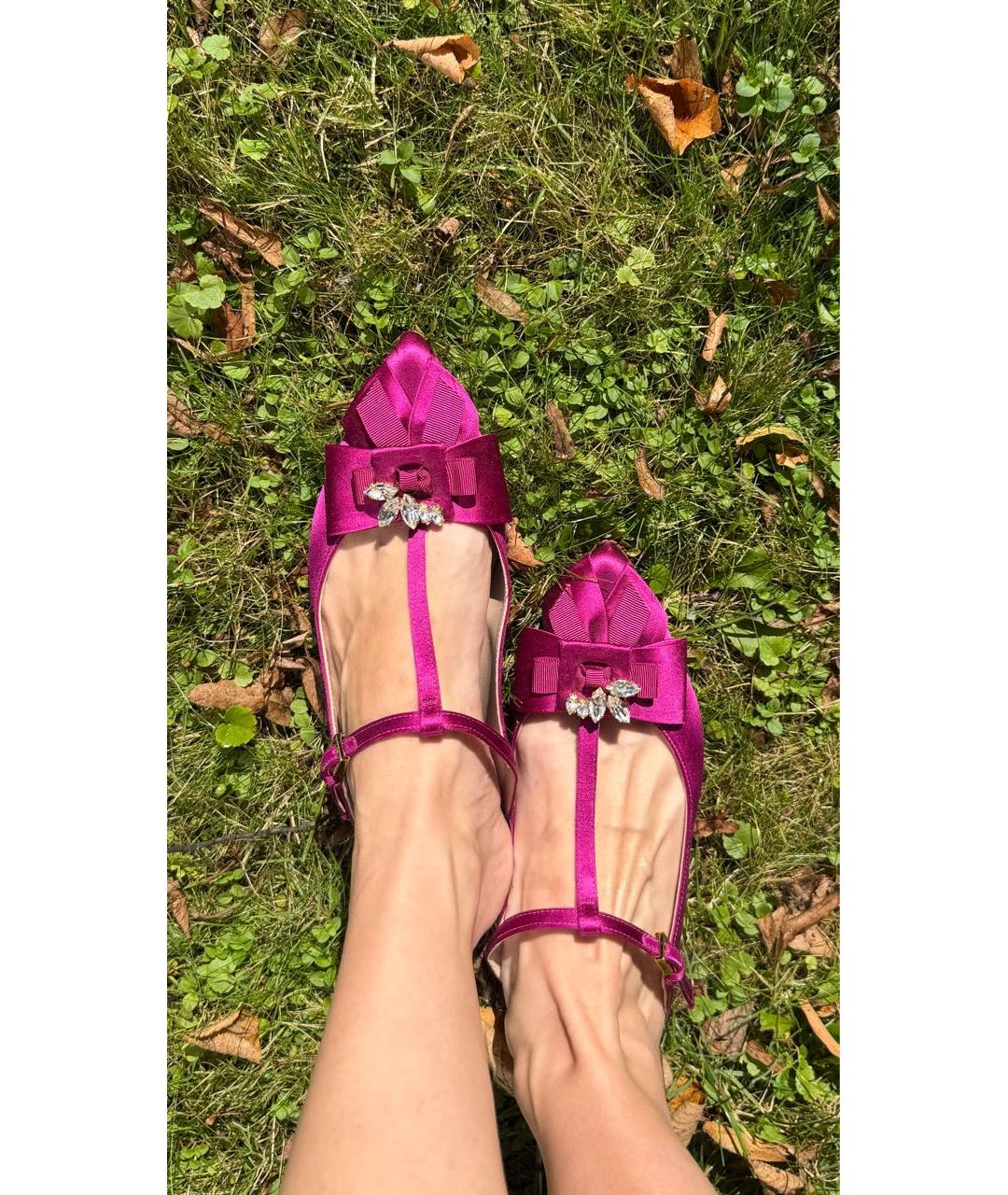 STUART WEITZMAN Фуксия текстильные мюли, фото 6
