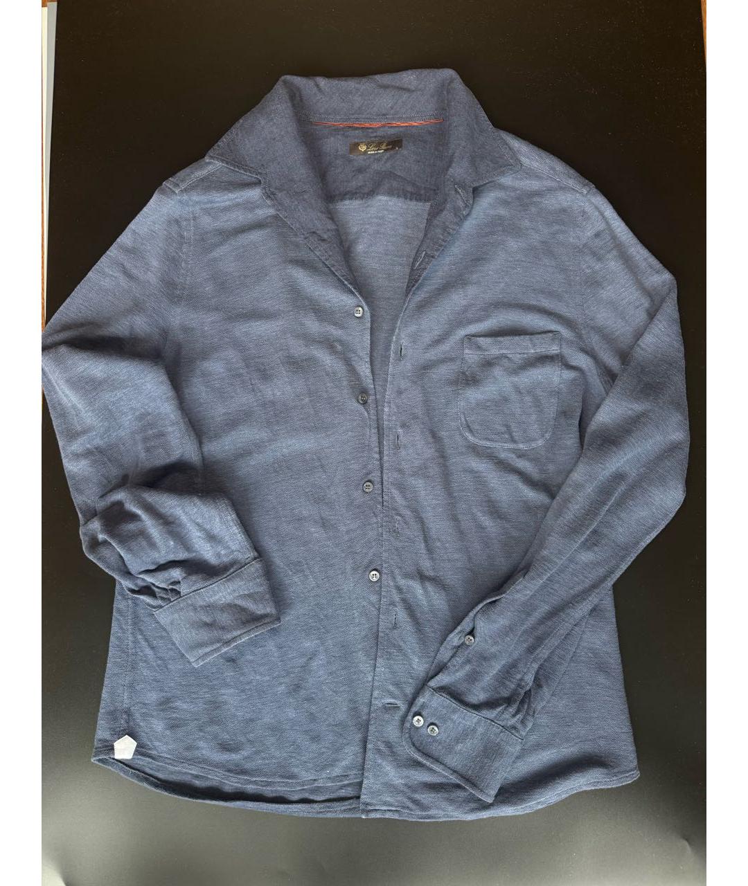 LORO PIANA Синяя льняная кэжуал рубашка, фото 9