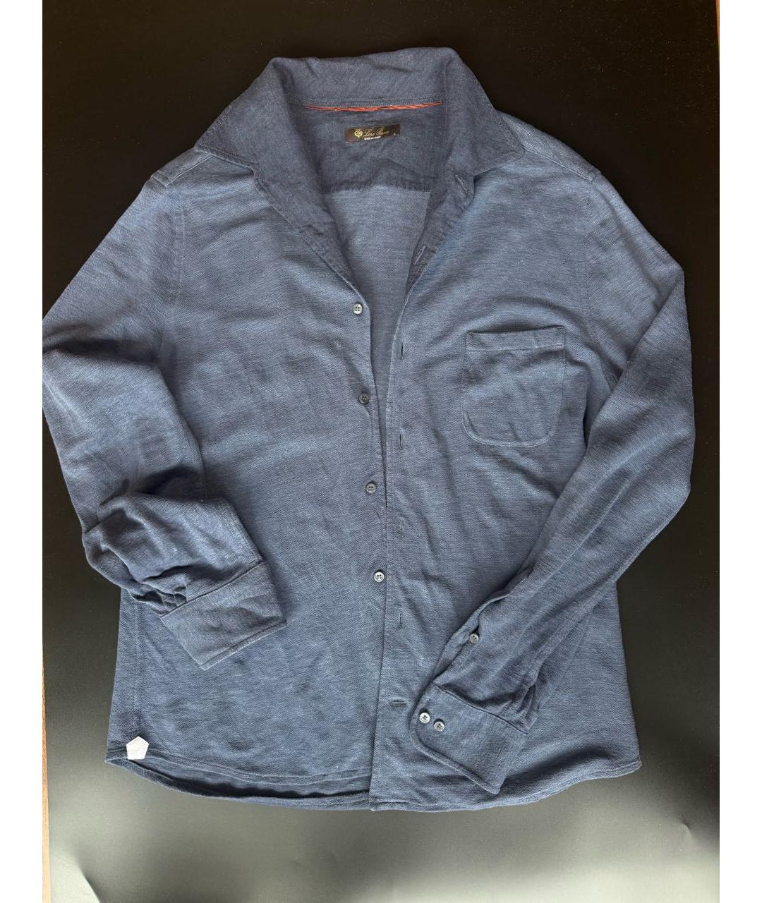 LORO PIANA Синяя льняная кэжуал рубашка, фото 2