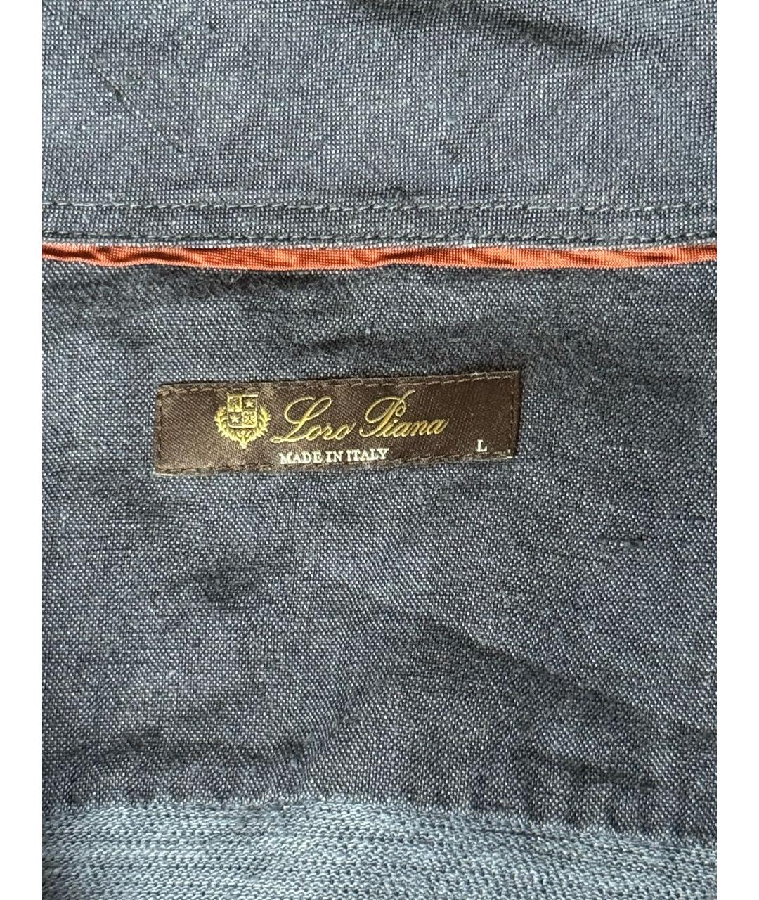 LORO PIANA Синяя льняная кэжуал рубашка, фото 3
