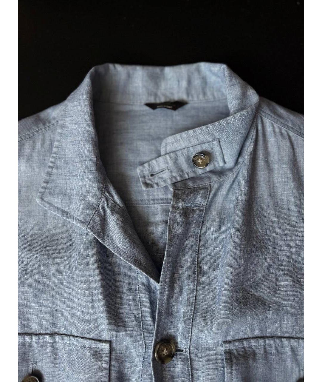 LORO PIANA Голубая льняная кэжуал рубашка, фото 8