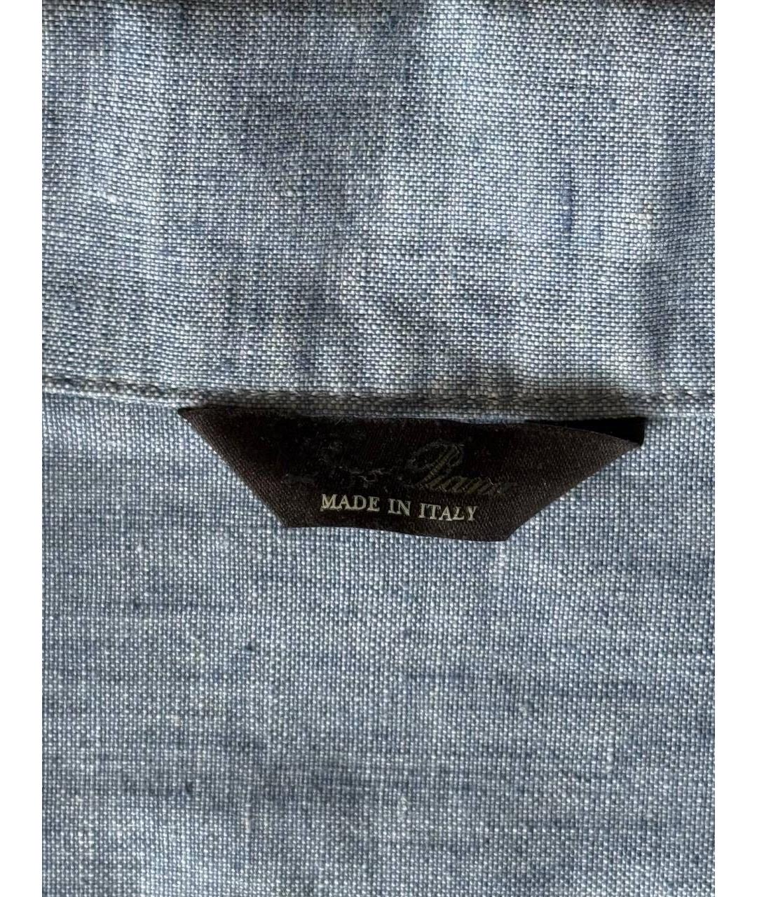 LORO PIANA Голубая льняная кэжуал рубашка, фото 3