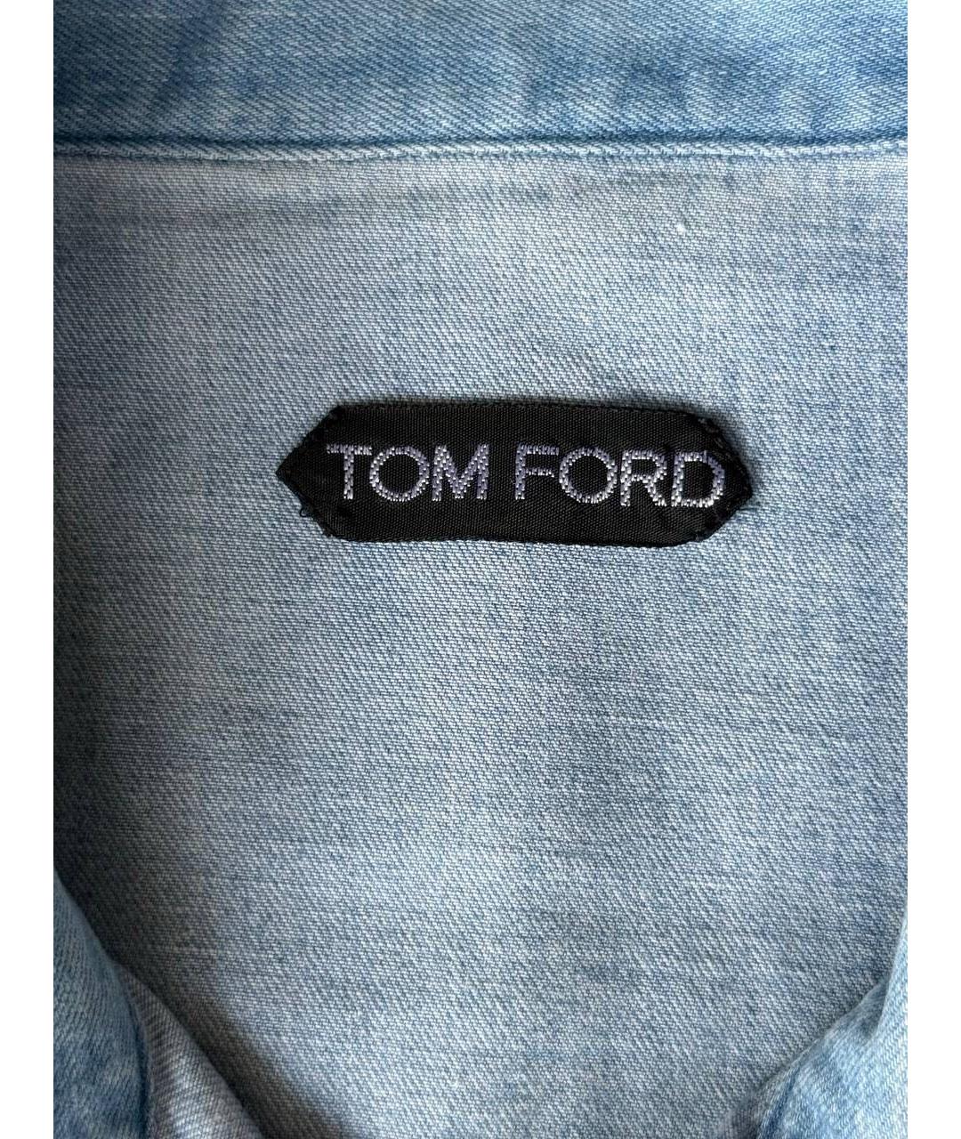 TOM FORD Голубая хлопковая кэжуал рубашка, фото 4