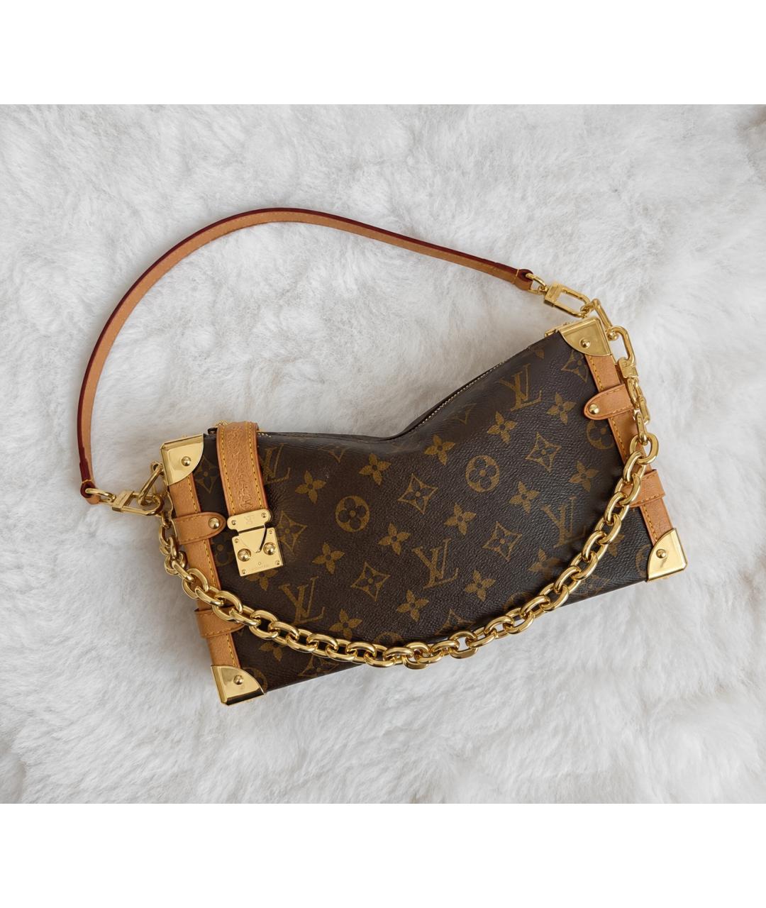 LOUIS VUITTON Коричневая кожаная сумка через плечо, фото 8
