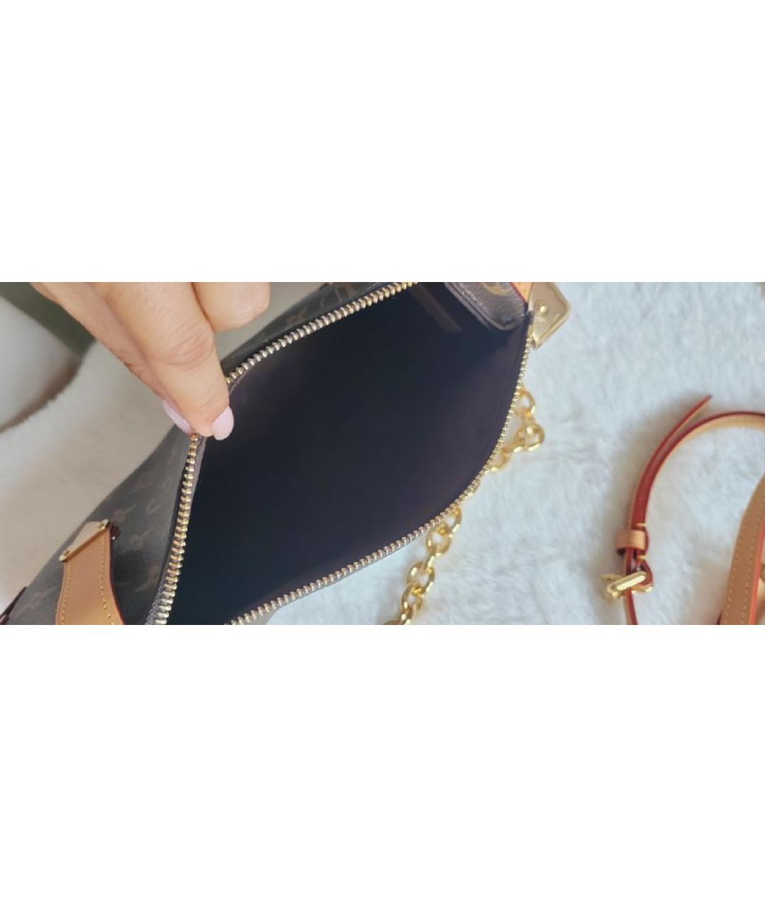 LOUIS VUITTON Коричневая кожаная сумка через плечо, фото 5