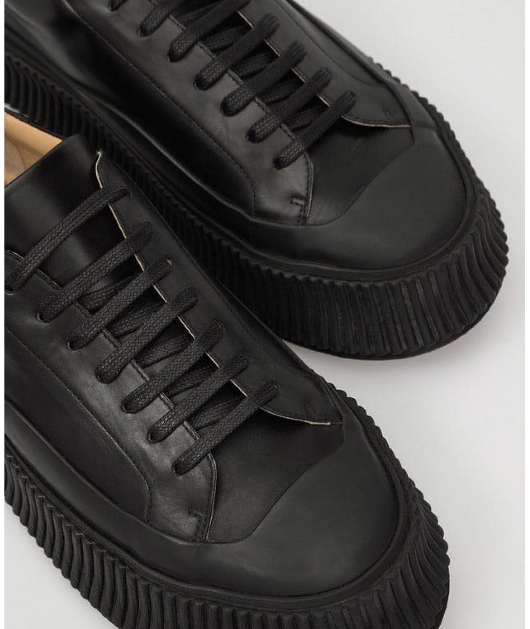 JIL SANDER Черные кожаные кеды, фото 2