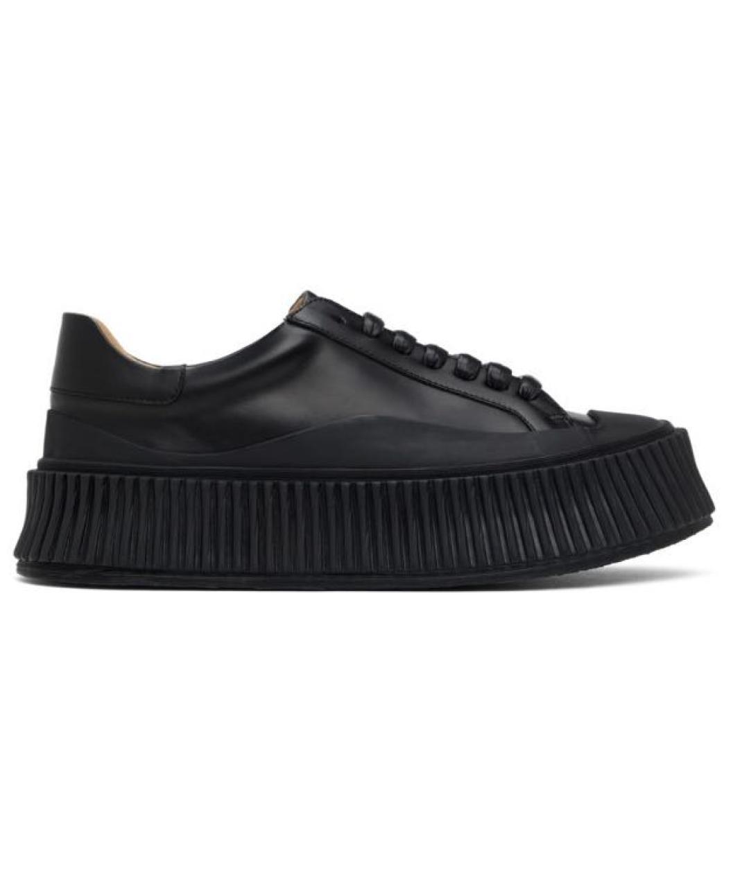 JIL SANDER Черные кожаные кеды, фото 4