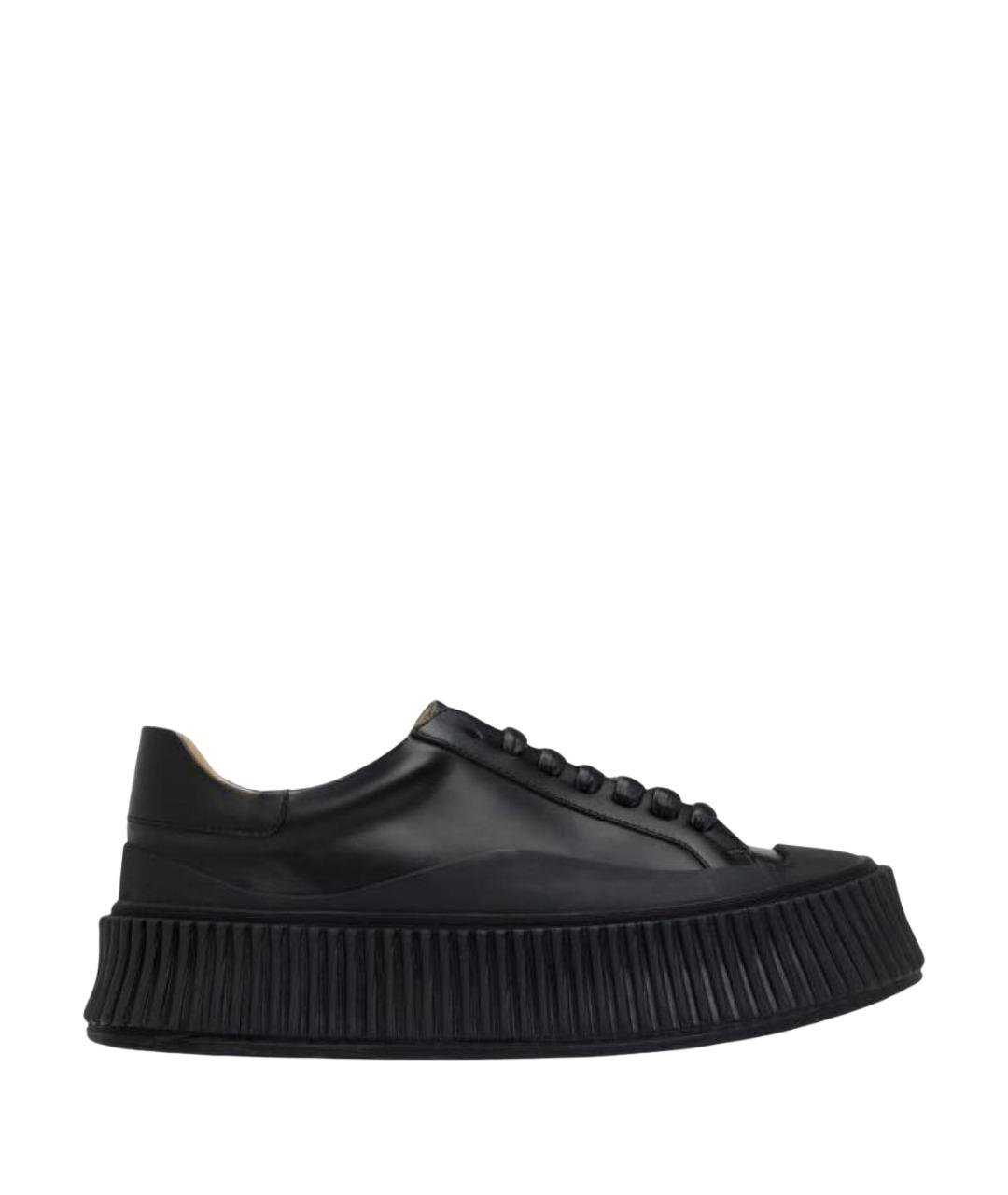 JIL SANDER Черные кожаные кеды, фото 1