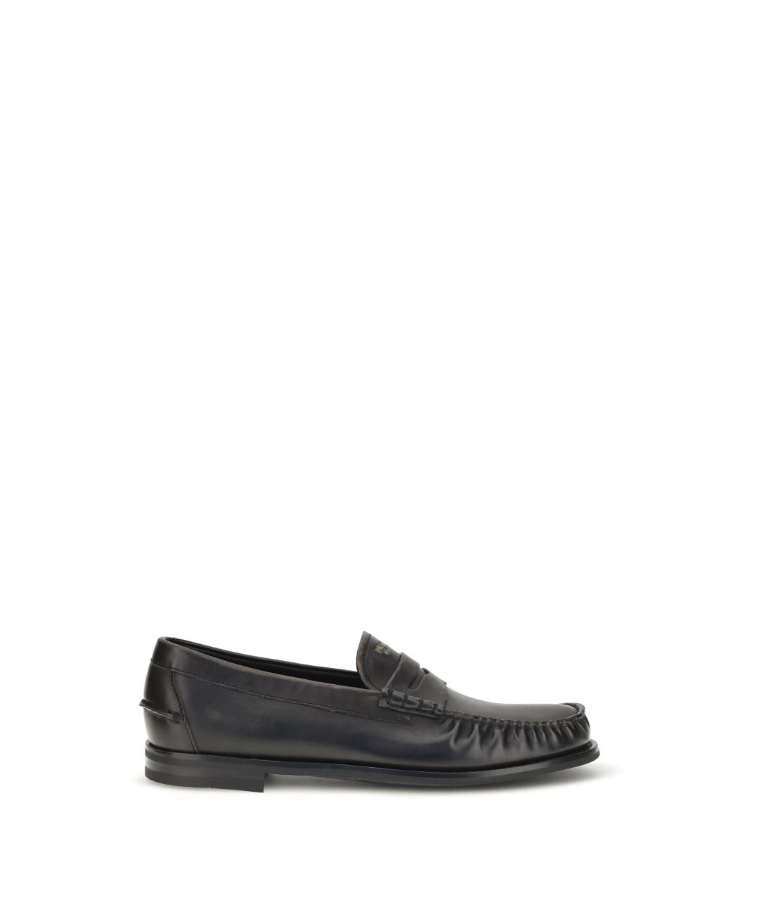 PRADA Черные кожаные лоферы, фото 1