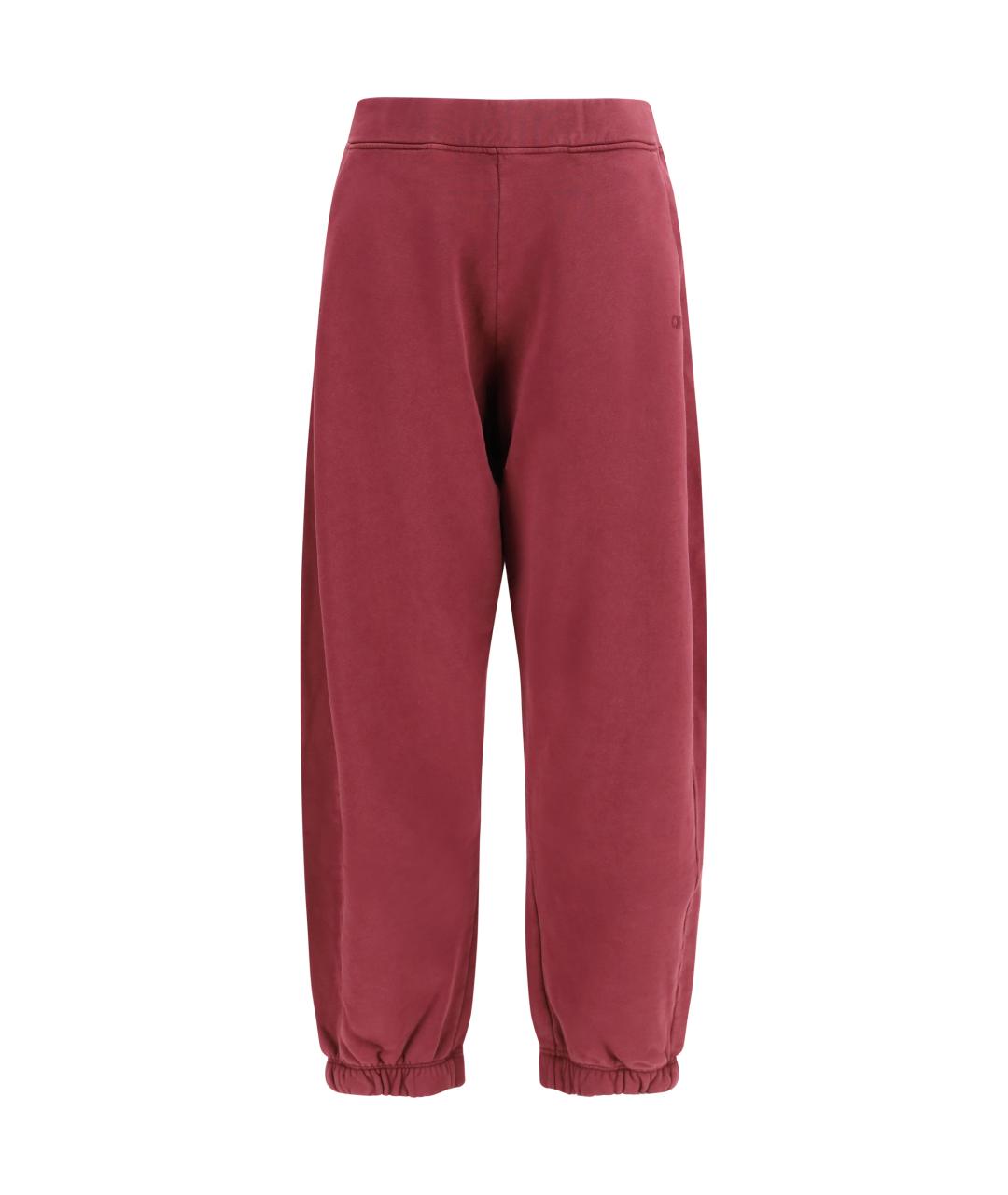 OFF-WHITE Бордовые хлопковые прямые брюки, фото 1
