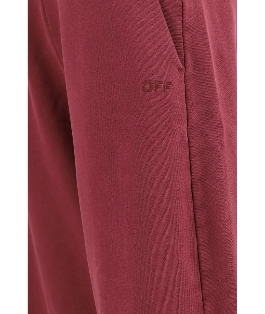 OFF-WHITE Бордовые хлопковые прямые брюки, фото 3