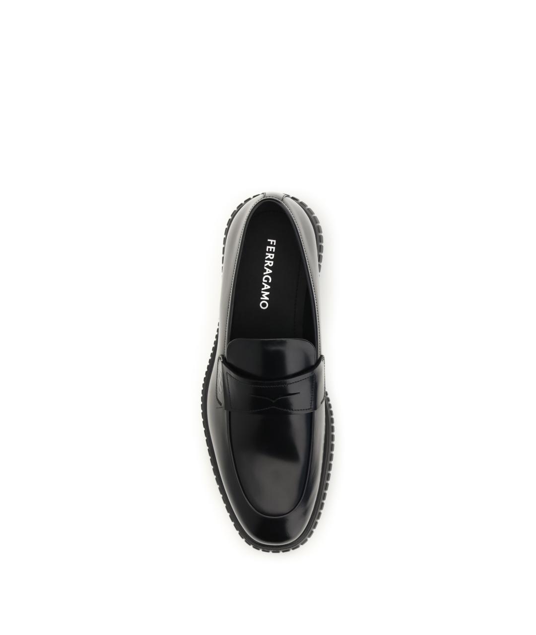 FERRAGAMO Черные кожаные лоферы, фото 4