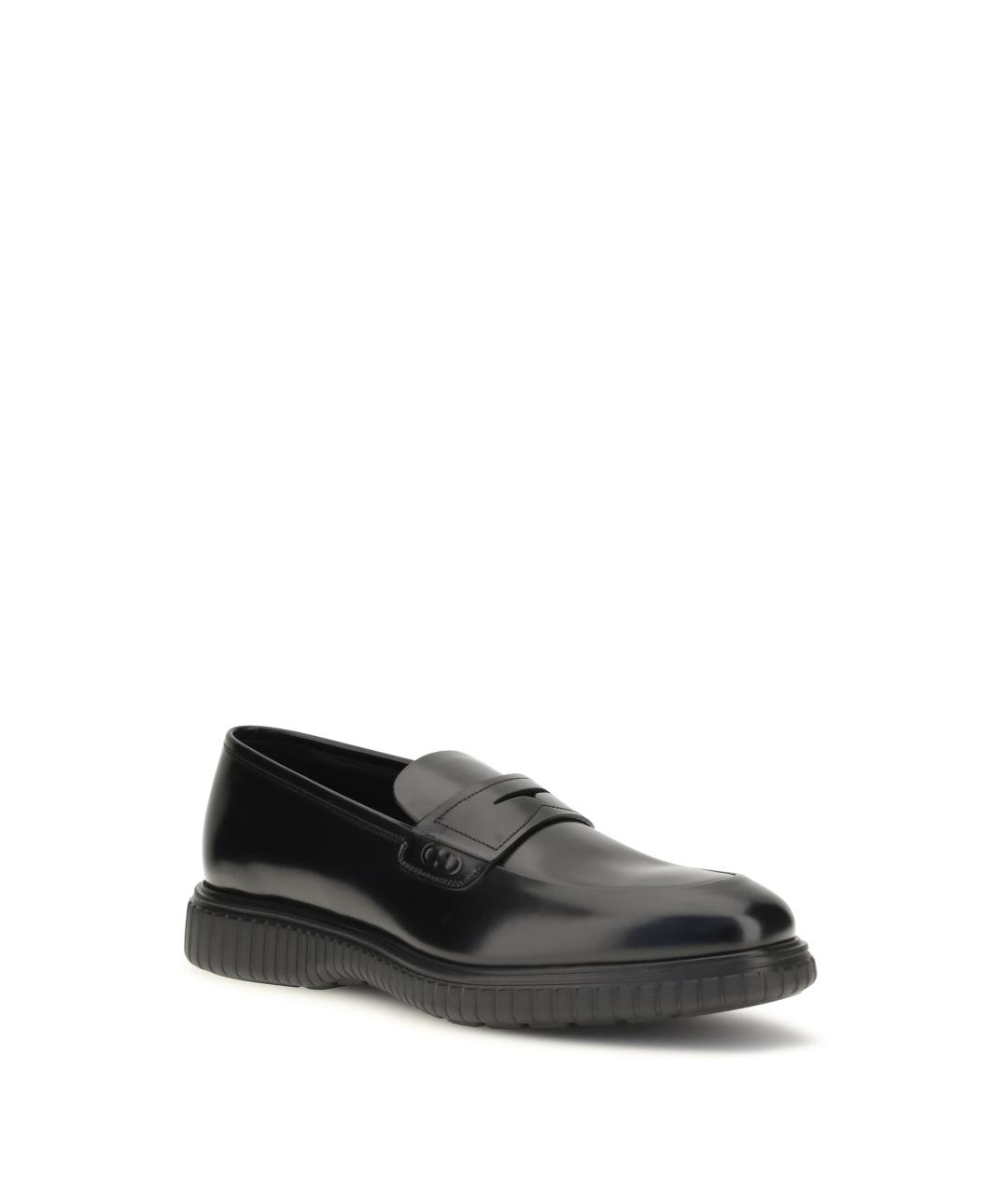 FERRAGAMO Черные кожаные лоферы, фото 2