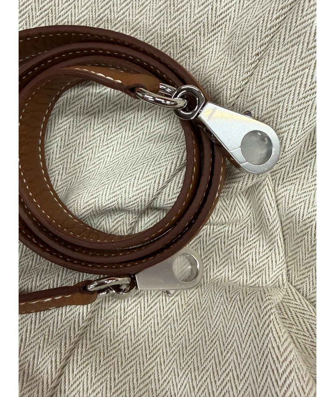 HERMES Коричневая кожаная сумка с короткими ручками, фото 5