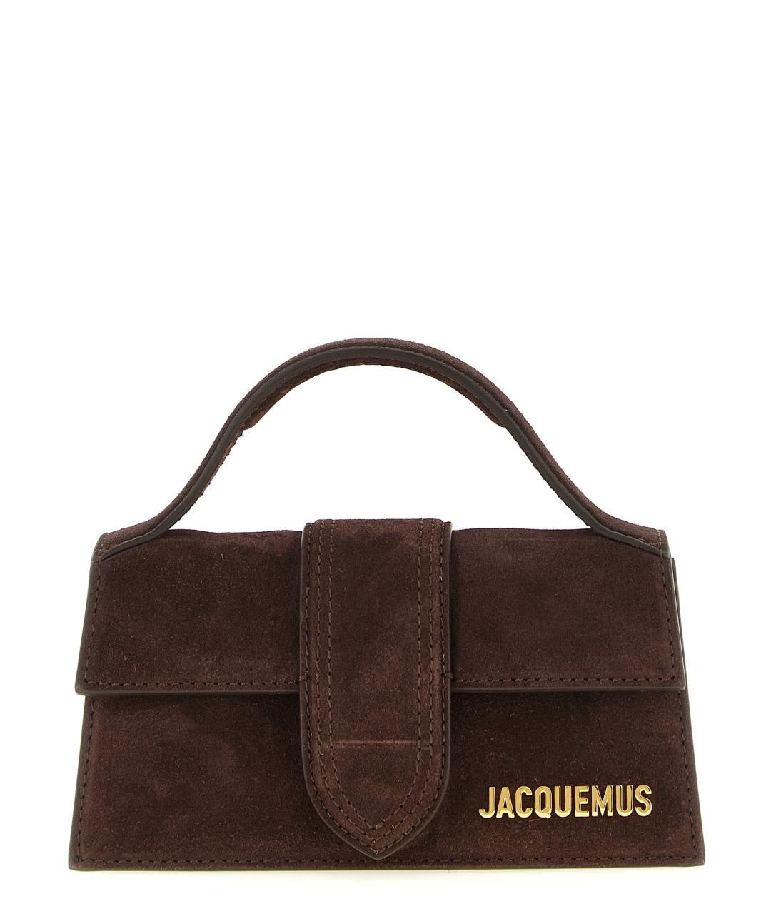 JACQUEMUS Коричневая замшевая сумка с короткими ручками, фото 1