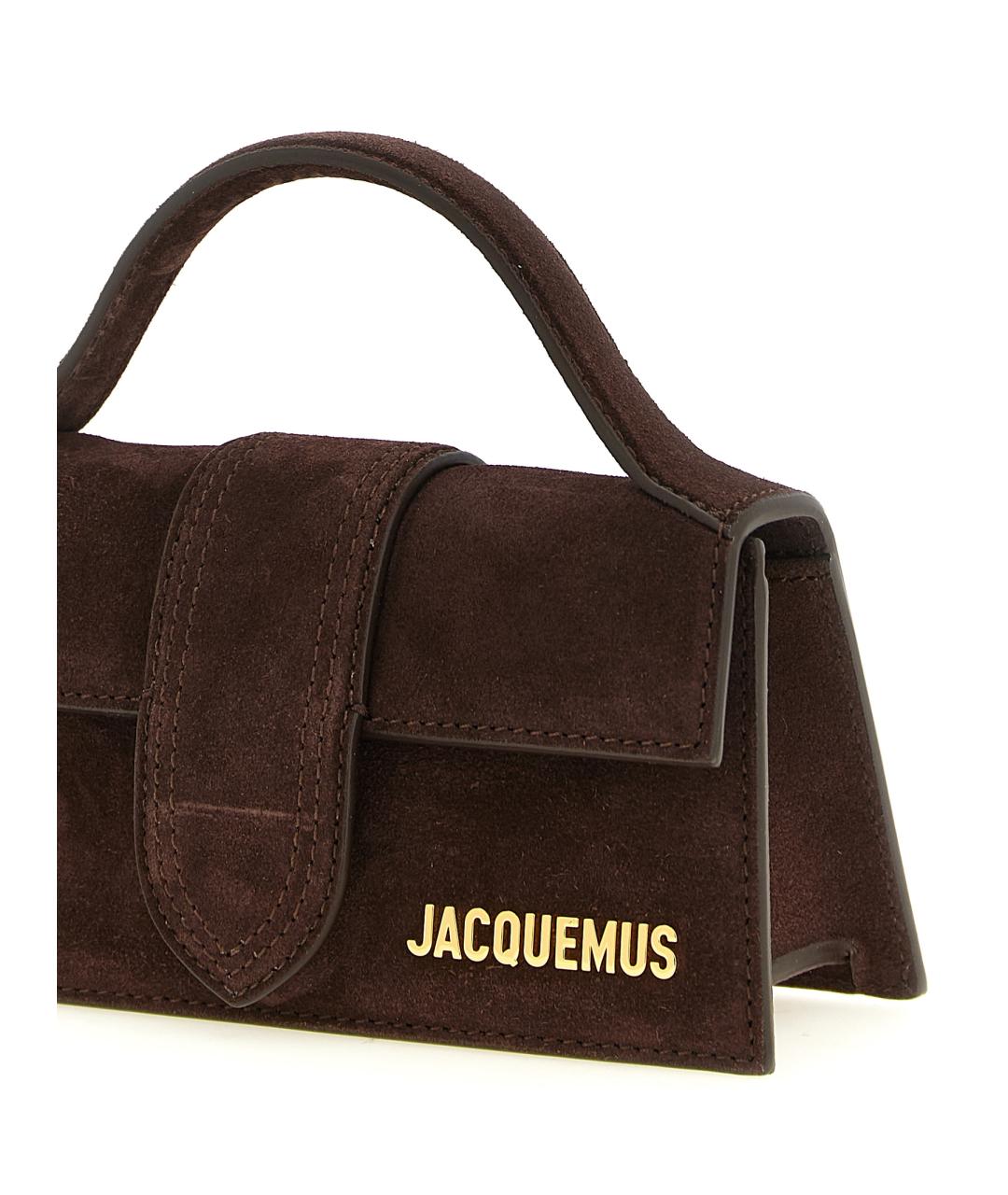 JACQUEMUS Коричневая замшевая сумка с короткими ручками, фото 3