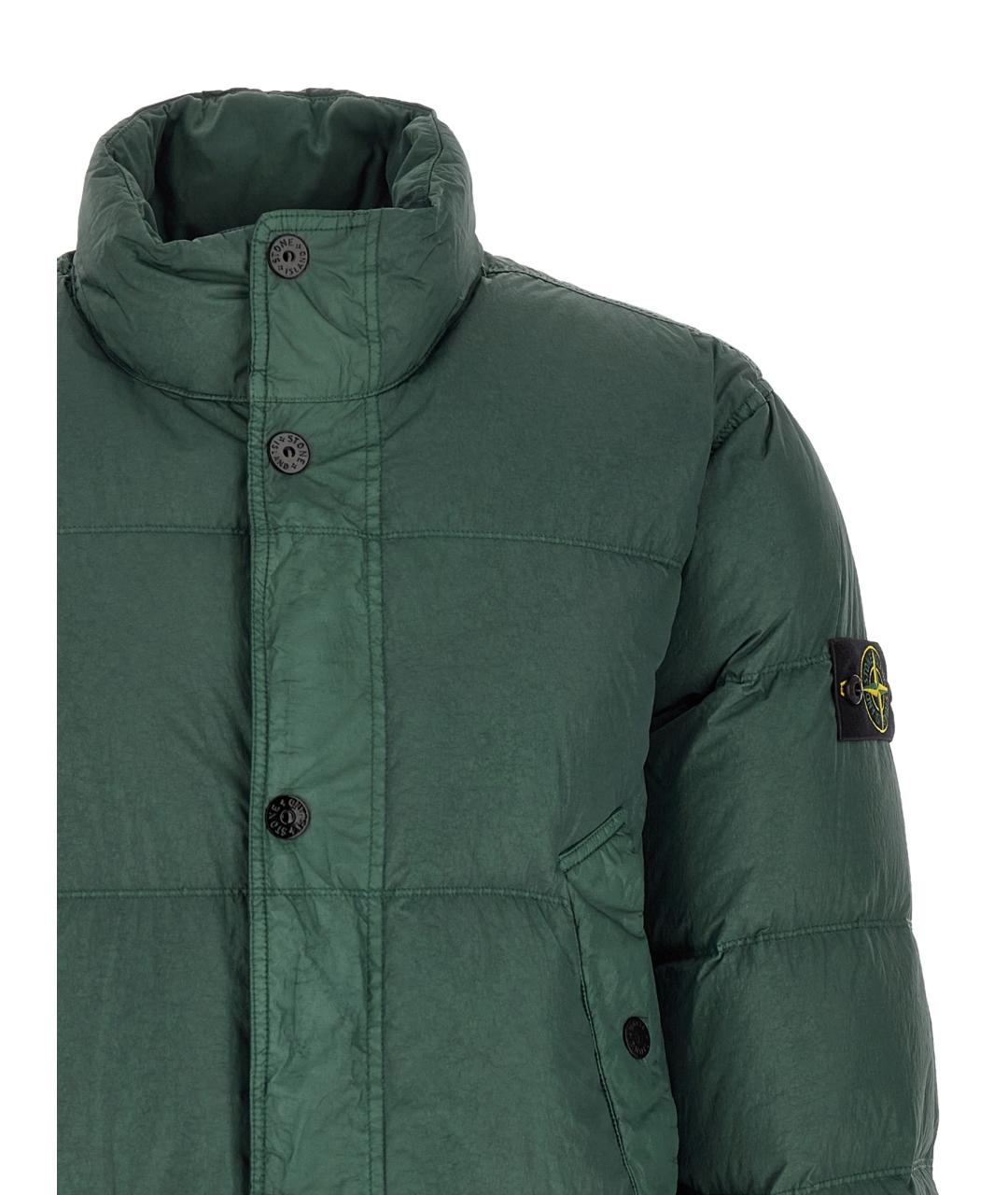 STONE ISLAND Зеленый полиамидовый пуховик, фото 3