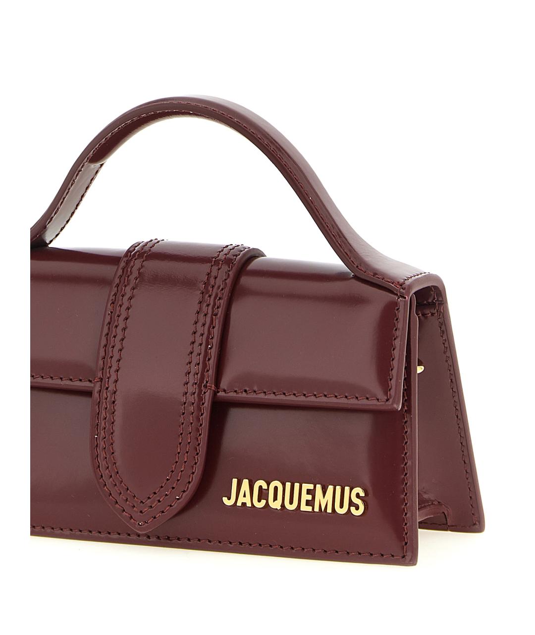 JACQUEMUS Бордовая кожаная сумка с короткими ручками, фото 3