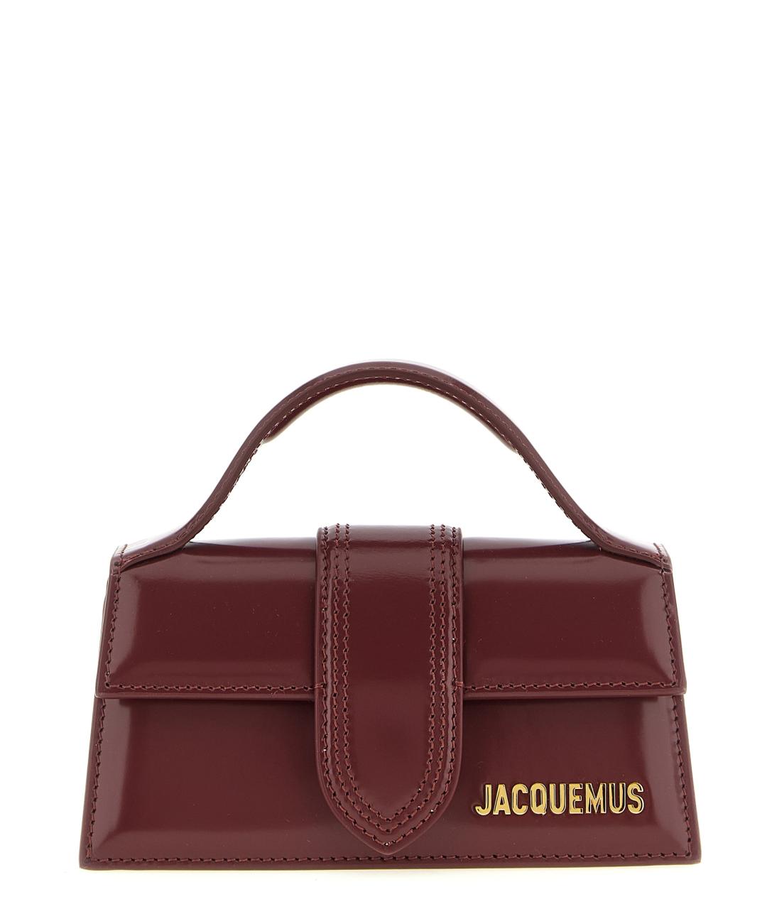 JACQUEMUS Бордовая кожаная сумка с короткими ручками, фото 1